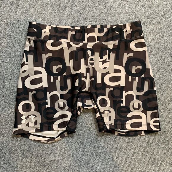 Under Armour Shorts Women S Small Grey Brown HeatGear Allover Print Fitted - Picture 2 of 11